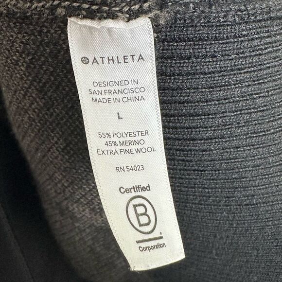 Athleta Jacquard Crew Neck Sweater Animal Zebra Merino Wool Blend size Large - Picture 5 of 7